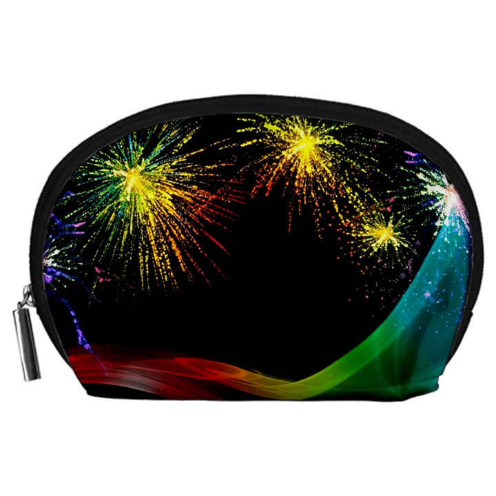 Rainbow Fireworks Celebration Colorful Abstract Accessory Pouches (Large) 