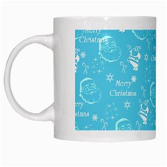 Santa Christmas Collage Blue Background White Mugs