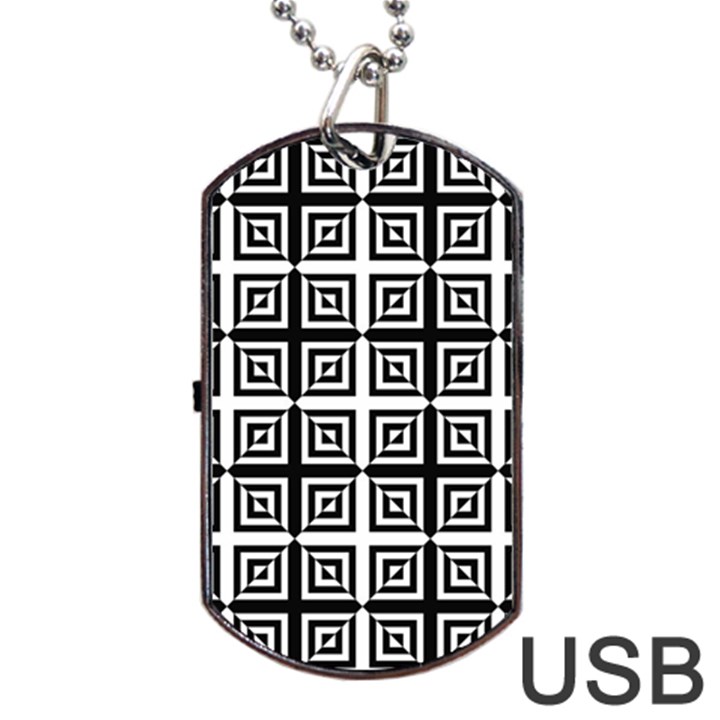 Seamless Pattern Background Black And White Dog Tag USB Flash (Two Sides)