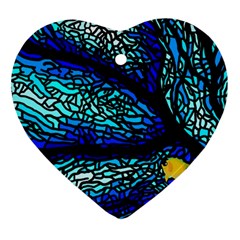 Sea Fans Diving Coral Stained Glass Ornament (heart)