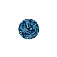 Seamless Pattern Robot 1  Mini Buttons by Sapixe