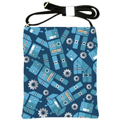 Seamless Pattern Robot Shoulder Sling Bags by Sapixe