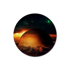 Saturn Rings Fantasy Art Digital Rubber Coaster (round)  by Sapixe