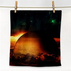 Saturn Rings Fantasy Art Digital Face Towel by Sapixe