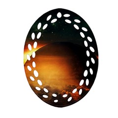 Saturn Rings Fantasy Art Digital Ornament (oval Filigree) by Sapixe