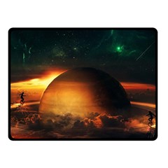 Saturn Rings Fantasy Art Digital Double Sided Fleece Blanket (small)  by Sapixe