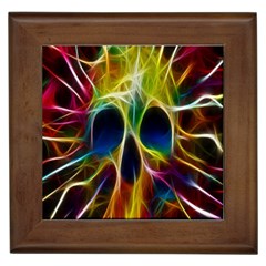 Skulls Multicolor Fractalius Colors Colorful Framed Tiles by Sapixe