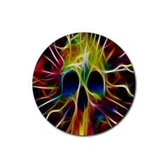Skulls Multicolor Fractalius Colors Colorful Rubber Round Coaster (4 Pack) 