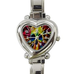 Skulls Multicolor Fractalius Colors Colorful Heart Italian Charm Watch by Sapixe