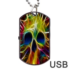 Skulls Multicolor Fractalius Colors Colorful Dog Tag Usb Flash (one Side) by Sapixe