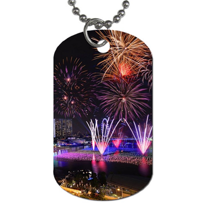 Singapore The Happy New Year Hotel Celebration Laser Light Fireworks Marina Bay Dog Tag (Two Sides)