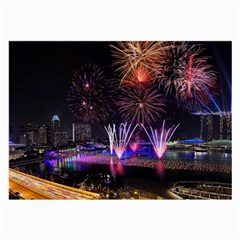 Singapore The Happy New Year Hotel Celebration Laser Light Fireworks Marina Bay Large Glasses Cloth by Sapixe