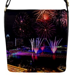 Singapore The Happy New Year Hotel Celebration Laser Light Fireworks Marina Bay Flap Messenger Bag (s)