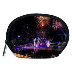 Singapore The Happy New Year Hotel Celebration Laser Light Fireworks Marina Bay Accessory Pouches (medium)  by Sapixe