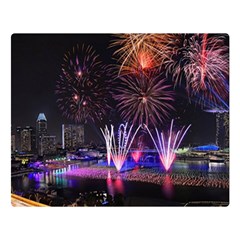 Singapore The Happy New Year Hotel Celebration Laser Light Fireworks Marina Bay Double Sided Flano Blanket (large)  by Sapixe