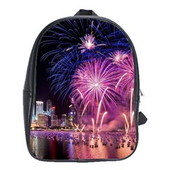 Singapore New Years Eve Holiday Fireworks City At Night School Bag (large)