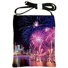 Singapore New Years Eve Holiday Fireworks City At Night Shoulder Sling Bags