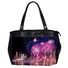 Singapore New Years Eve Holiday Fireworks City At Night Office Handbags (2 Sides) 