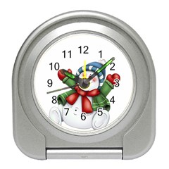 Snowman With Scarf Travel Alarm Clocks by Sapixe