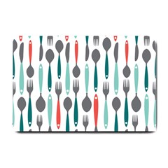 Spoon Fork Knife Pattern Small Doormat  by Sapixe