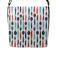 Spoon Fork Knife Pattern Flap Messenger Bag (l)  by Sapixe