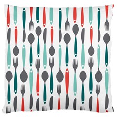 Spoon Fork Knife Pattern Large Flano Cushion Case (two Sides) by Sapixe