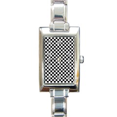 Checker Black and White Rectangle Italian Charm Watch