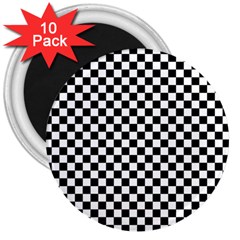 Checker Black and White 3  Magnets (10 pack) 