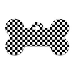 Checker Black and White Dog Tag Bone (Two Sides)