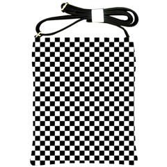 Checker Black And White Shoulder Sling Bags by jumpercat