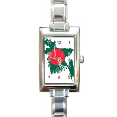 Flag Map Of Bangladesh Rectangle Italian Charm Watch by abbeyz71