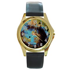 Blue Options 5 Round Gold Metal Watch