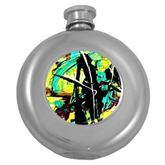 Dance Of Oil Towers 5 Round Hip Flask (5 Oz) by bestdesignintheworld