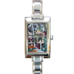 Still Life With Tangerines And Pine Brunch Rectangle Italian Charm Watch by bestdesignintheworld