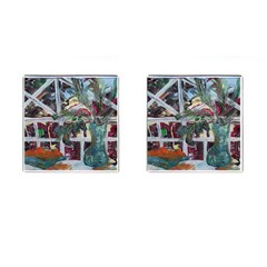 Still Life With Tangerines And Pine Brunch Cufflinks (square) by bestdesignintheworld