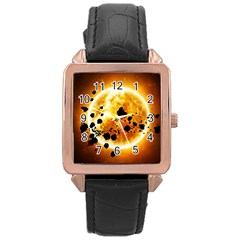 Sun Man Rose Gold Leather Watch  by Sapixe