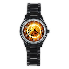 Sun Man Stainless Steel Round Watch by Sapixe