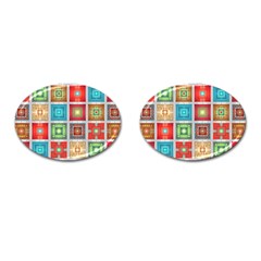 Tiles Pattern Background Colorful Cufflinks (oval) by Sapixe