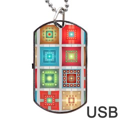 Tiles Pattern Background Colorful Dog Tag Usb Flash (one Side)