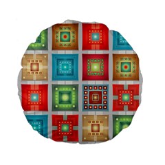 Tiles Pattern Background Colorful Standard 15  Premium Flano Round Cushions