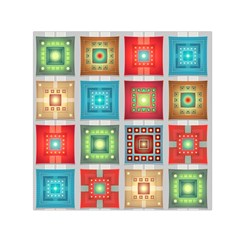 Tiles Pattern Background Colorful Small Satin Scarf (square)