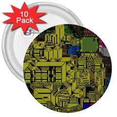 Technology Circuit Board 3  Buttons (10 Pack) 