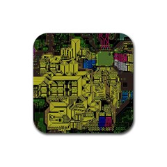 Technology Circuit Board Rubber Coaster (square)  by Sapixe