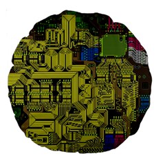 Technology Circuit Board Large 18  Premium Round Cushions by Sapixe