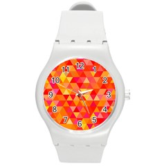 Triangle Tile Mosaic Pattern Round Plastic Sport Watch (m)