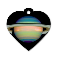 True Color Variety Of The Planet Saturn Dog Tag Heart (One Side)