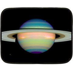 True Color Variety Of The Planet Saturn Double Sided Fleece Blanket (Mini) 