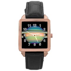 True Color Variety Of The Planet Saturn Rose Gold Leather Watch 