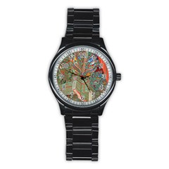 Traditional Korean Painted Paterns Stainless Steel Round Watch