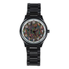 Trees Internet Multicolor Psychedelic Reddit Detailed Colors Stainless Steel Round Watch by Sapixe